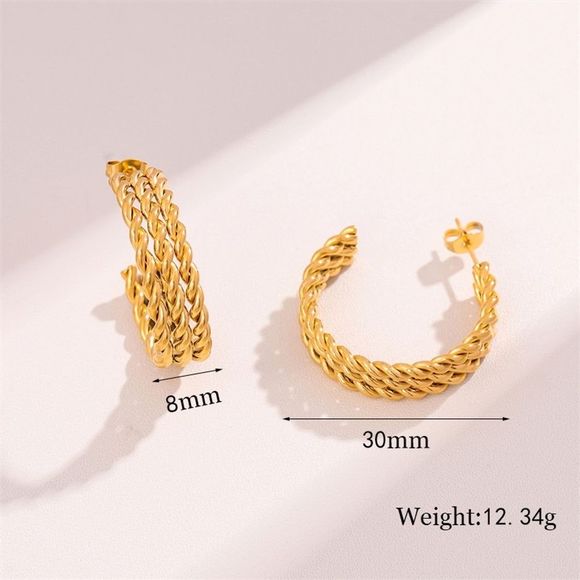 Round Planting Stainless Steel 18K gold plated Hoop Earrings - Picture 6 of 6